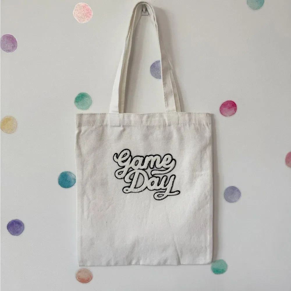 White 'Game Day' Tote Bag